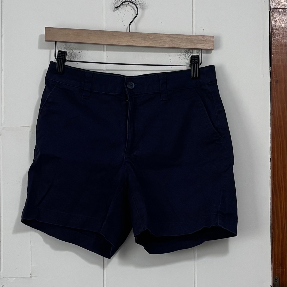 A New Day Womens Navy Blue Stretch Chino Shorts Size 2 Mid‎ Rise Cotton Blend